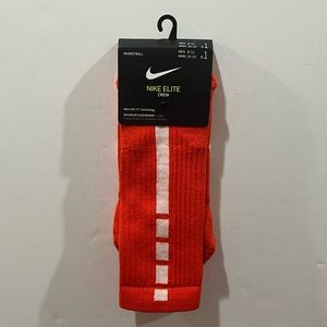 Nike Elite Basketball Socks, Crew, 1 Pair, Orange & White